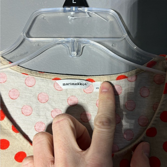 Marimekko 100% Cotton Red Polka Dot Short Sleeve Dress Size XS - Picture 3 of 4